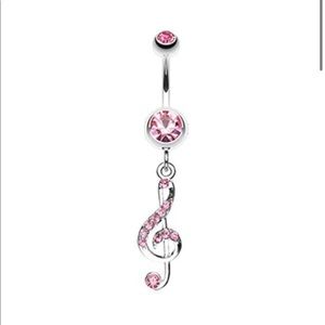 Pink music note belly ring